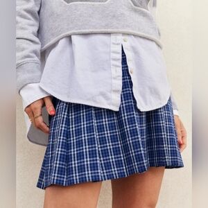 Blue Plaid Mini Skirt